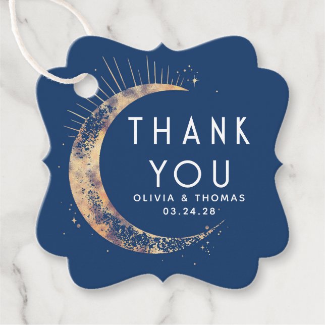 Halo Moon Celestial Mystical Blue Vielen Dank Geschenkanhänger (Vorderseite)