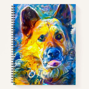 Halo: Portrait einer deutschen Schäferhunde Notizbuch