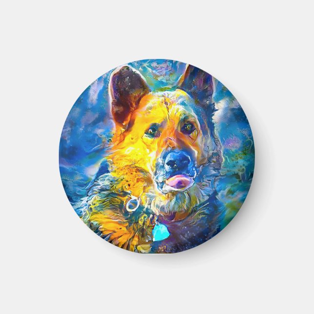 Halo: Portrait eines deutschen Hirten Magnet (Vorne)