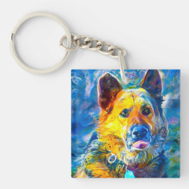 Halo: Portrait eines deutschen Hirten Schlüsselanhänger