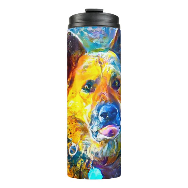 Halo: Portrait eines deutschen Hirten Thermosbecher (Vorderseite)