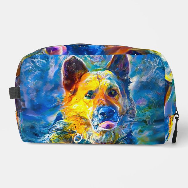 Halo: Portrait eines deutschen Hirten Waschbeutel (Vorderseite)