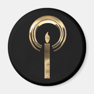 Halo rund um Candle Flame Black und Gold Weihnacht Magnet