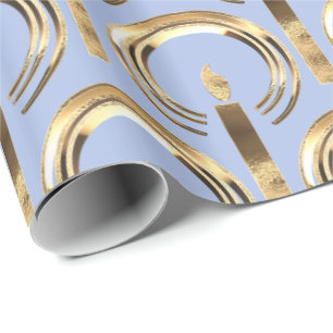 Halo rund um Candle Flame Pattern Ligth Blue Gold Geschenkpapier