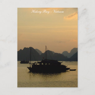 Halong Bay, Sunset, Boote, Vietnam Postkarte