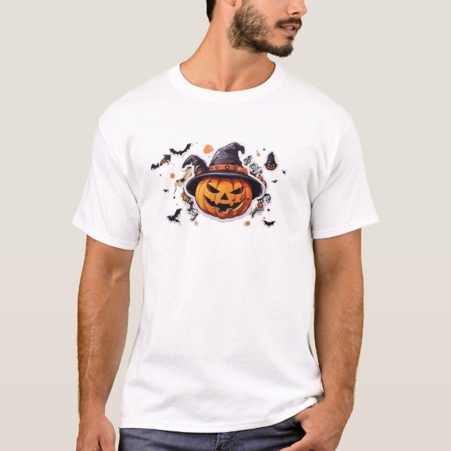 Haloween Pumpkin Kopf Sticker Transparent T-Shirt (Vorderseite)