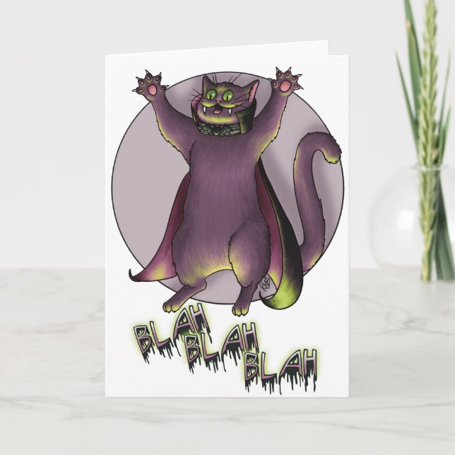 Haloween Vampire Cat Card Karte (Vorderseite)