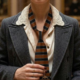 Halsband für Damen Cognac-Lederstreifen Empowermen Krawatte
