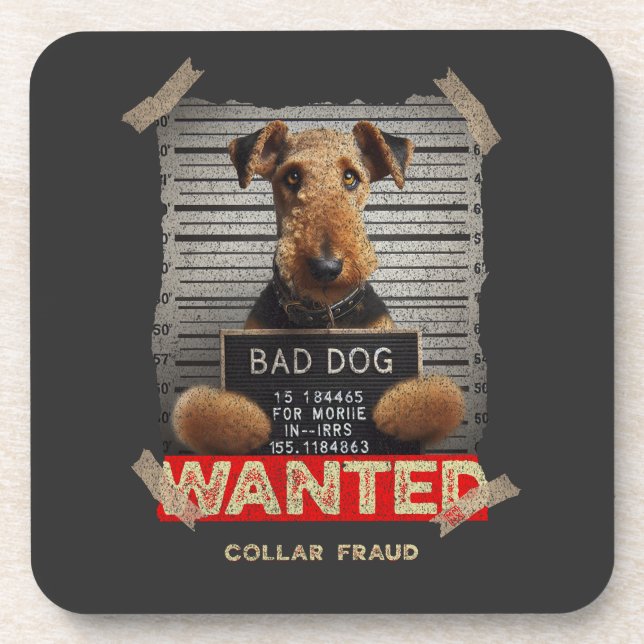 Halsbandenschwindler: Der Airedale Terrier Getränkeuntersetzer (Vorderseite)