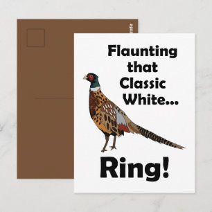 Halsbandfasan zeigt weißen Ring zum Geburtstag Postkarte
