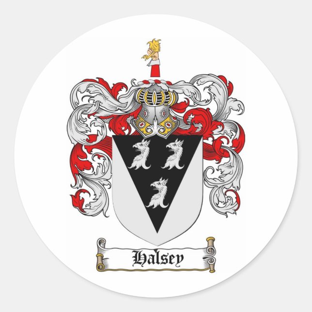 HALSEY FAMILIENWAPPEN - HALSEY COAT VON WAFFEN RUNDER AUFKLEBER (Vorderseite)