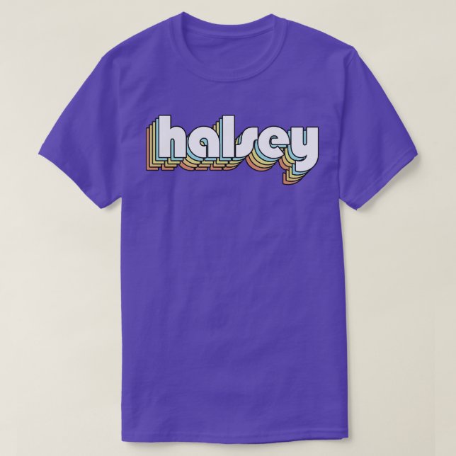 Halsey Retro Rainbow Typografie Faded Style T-Shirt (Design vorne)