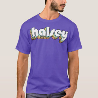 Halsey Retro Rainbow Typografie Faded Style T-Shirt