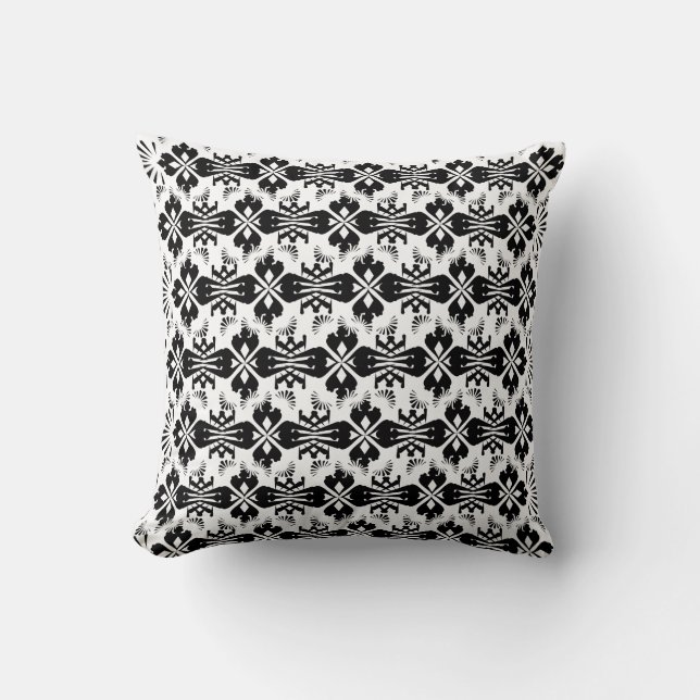Hälsingemönster - Pillow - Schablon Ornament Black Kissen (Vorderseite)