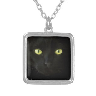 Halskette der schwarze Katzen-grünen Augen