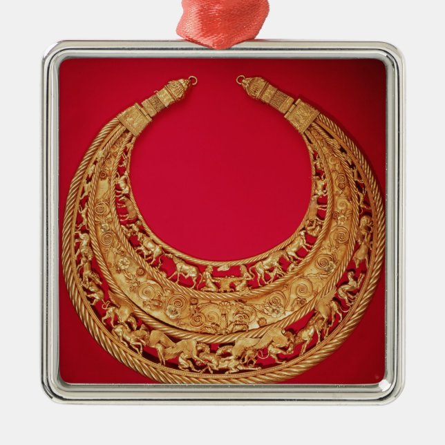 Halskette mit Hirtenszenen Silbernes Ornament (Vorne)