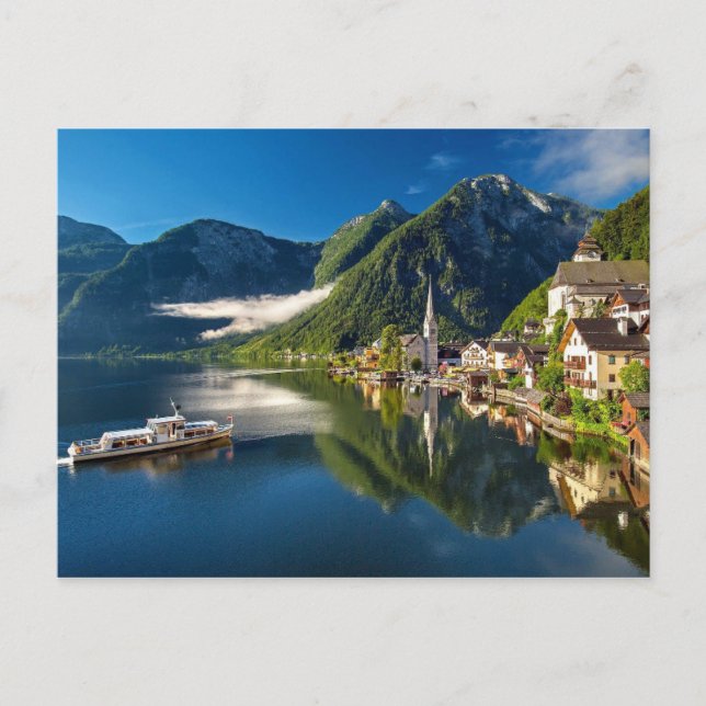 Halstatt Austria Bergsee Postkarte (Vorderseite)