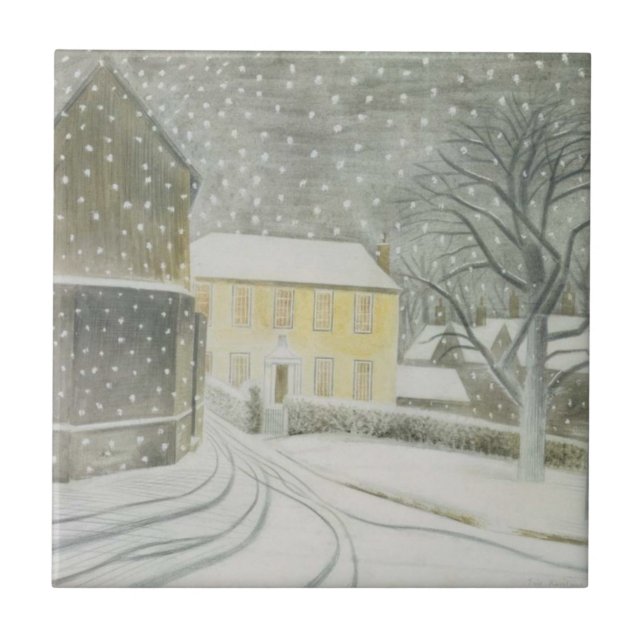 Halstead Road in Snow (von Eric Ravilious) Fliese (Vorderseite)
