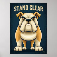 Halt Abstand Bulldogge – Lustige Cartoon-Figur-Kun