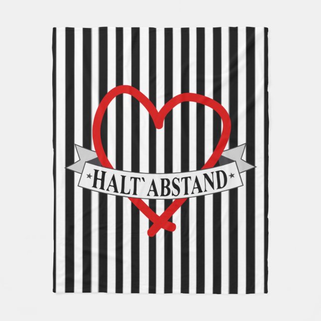 HALT ABSTAND mit Herz Fleecedecke (Vorderseite)