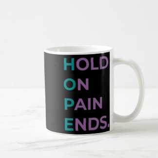 Halt auf Schmerz beendet Hoffnung Selbstmordbewuss Kaffeetasse