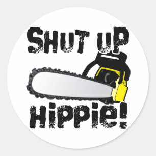 Halt den Hippie! Runder Aufkleber