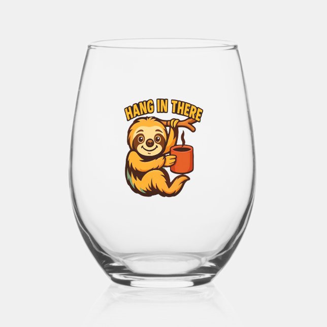 Halt durch, Babyfaultier Classic T-Shirt Weinglas Ohne Stiel (Vorderseite)