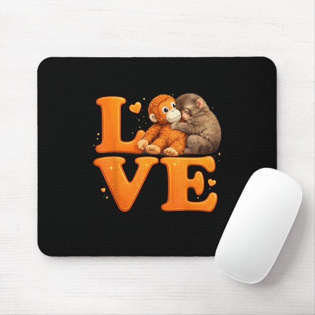 Halt durch, Punch-Affe, süßer Baby-Makak  Mousepad (Mit Mouse)