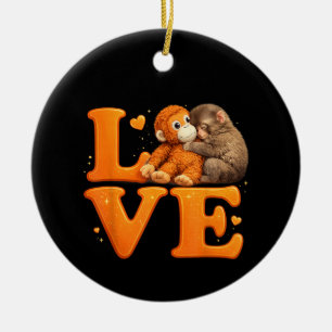 Halt durch, Punch Monkey Süßer Baby Makak  Keramik Ornament