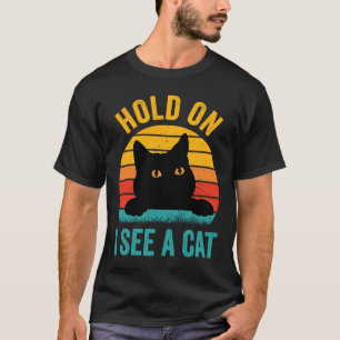 Halt Ich sehe eine Katze Sonnenuntergang Vintage T-Shirt