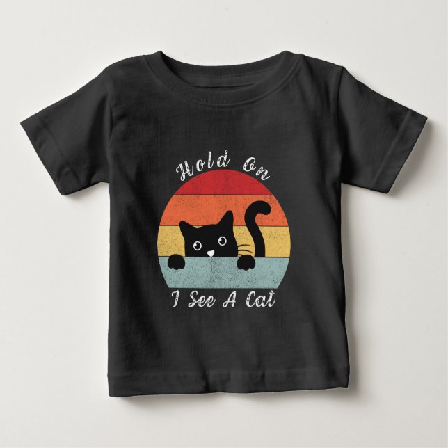 Halt, ich sehe eine Katze, spielerisch und humorvo Baby T-shirt (Vorderseite)