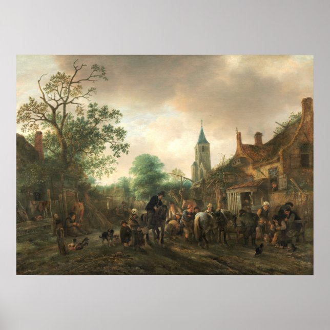 Halt im Inn - Isack van Ostade Kunstgewerbe Poster (Vorne)