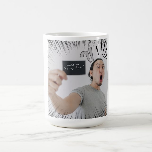 Halt! Jetzt bin ich dran! – Comic-Ausdruck-Design Kaffeetasse (Mittel)