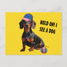 Halt mal, ich sehe eine Dackel mit Hut Postkarte