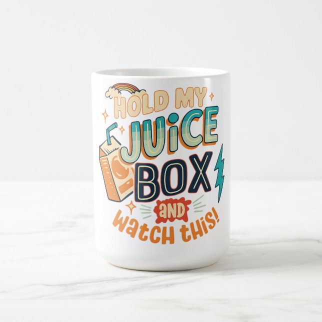Halt meinen Saftkarton und schau dir das an Kaffeetasse (Mittel)