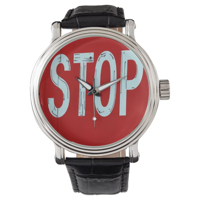 Halt Schild  Armbanduhr (Vorderseite)
