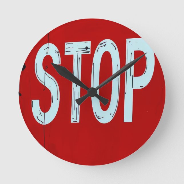 Halt Schild  Runde Wanduhr (Vorderseite)