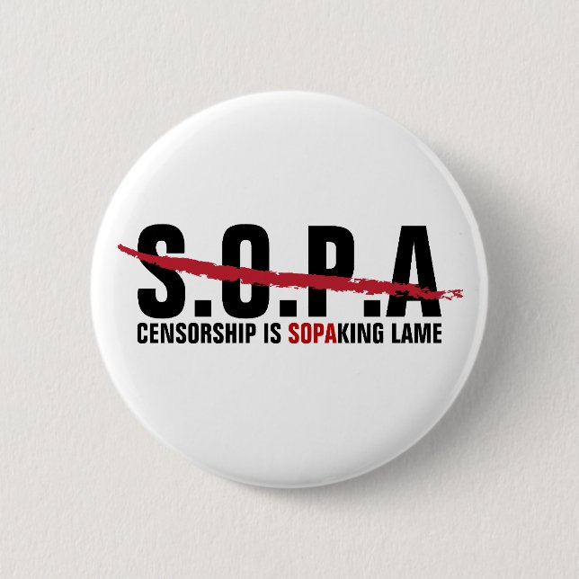 Halt SOPA - Zensur ist SOPAKING Lamé Button (Vorderseite)