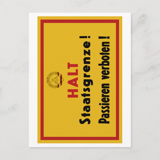 Halt Staatsgrenze! Berliner Mauer, deutsches Zeich Postkarte (Vorderseite)