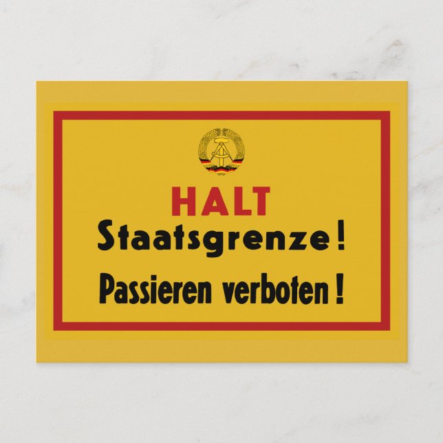 Halt Staatsgrenze! Berliner Mauer, deutsches Zeich Postkarte (Vorderseite)