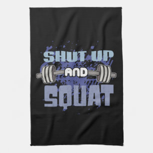 Halt und Squat - Leg Day - Workout Motivierend Küchentuch