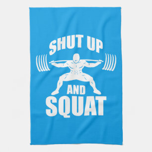 Halt und Squat - Workout Motivierend Küchentuch