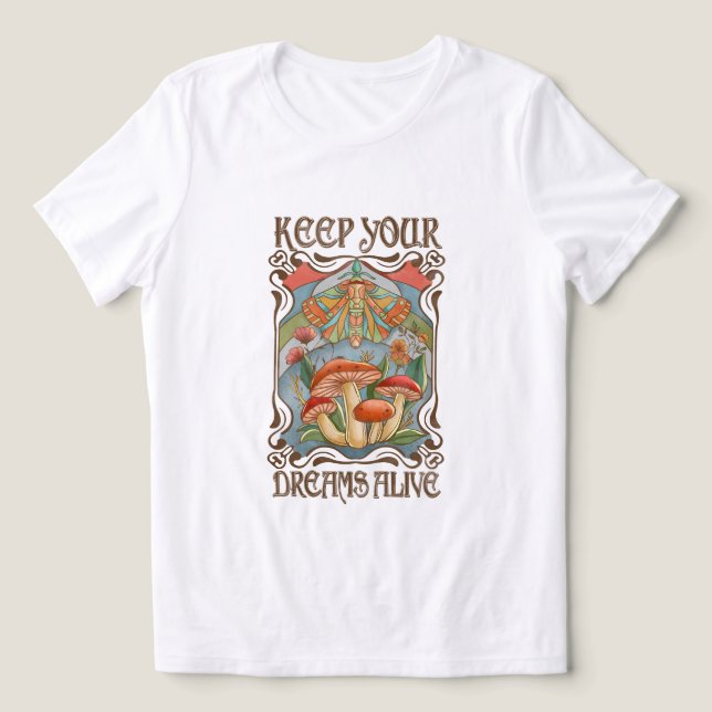 Halte deine Träume lebendig Retro Boho Pilz & Nach Tri-Blend Shirt (Design Vorderseite)
