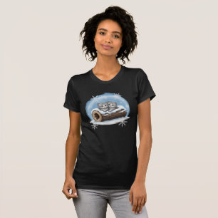 Halte durch Baby Katze im Schnee Süße Katze hängt T-Shirt