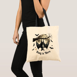 Halte durch, lustige Vintage-Fledermaus Halloween Tragetasche