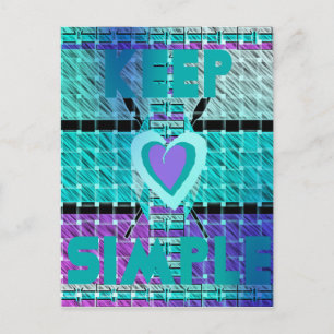 Halte es einfach: Cyan Heart & Clarity Pattern Art Postkarte