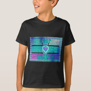 Halte es einfach: Cyan Heart & Clarity Pattern Art T-Shirt