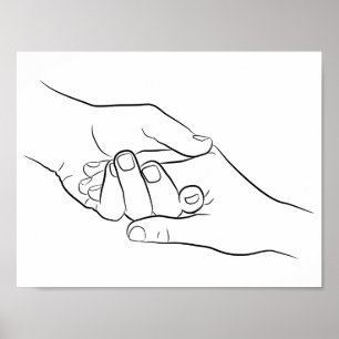 Haltehandschuhe Minimal Line Art Niedlich Einfach  Poster