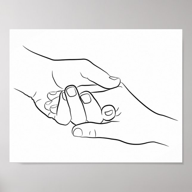 Haltehandschuhe Minimal Line Art Niedlich Einfach  Poster (Vorne)