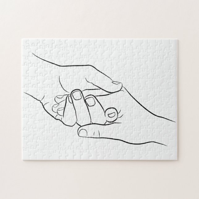 Haltehandschuhe Minimal Line Art Niedlich Einfach  Puzzle (Horizontal)